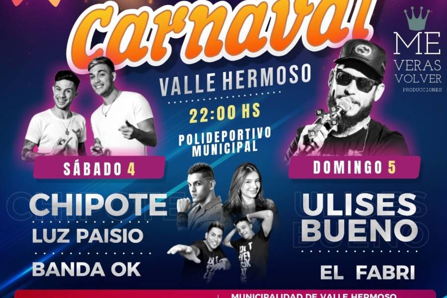 Valle Hermoso prepara sus dos grandes bailes de Carnaval
