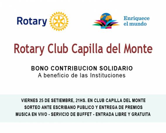 EL ROTARY CAPILLA DEL MONTE ORGANIZA UN EVENTO A BENEFICIO