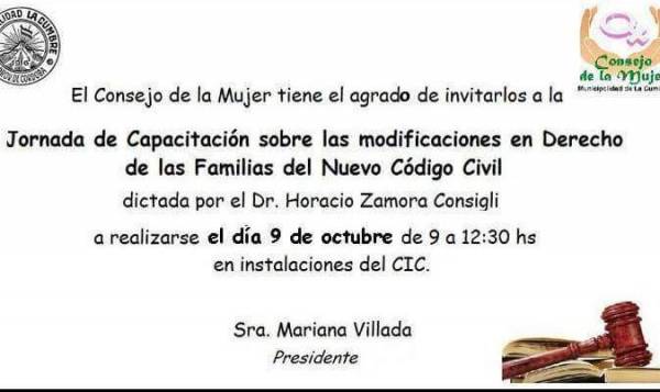 EL VIERNES 9 SE REALIZARA UNA JORNADA DE CAPACITACION EN EL CIC LA CUMBRE