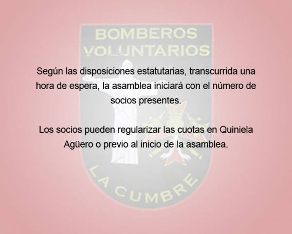 LA COMISION DE BOMBEROS DE LA CUMBRE CONVOCAN A ASAMBLEA