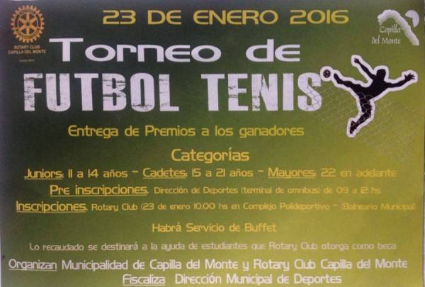 VENI Y PARTICIPA DEL TORNEO DE FUTBOL TENIS EN CAPILLA DEL MONTE