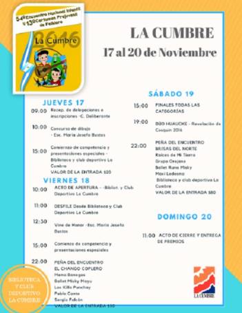 TODA LA INFORMACION DEL ENCUENTRO INF.DE FOLKLORE LA CUMBRE