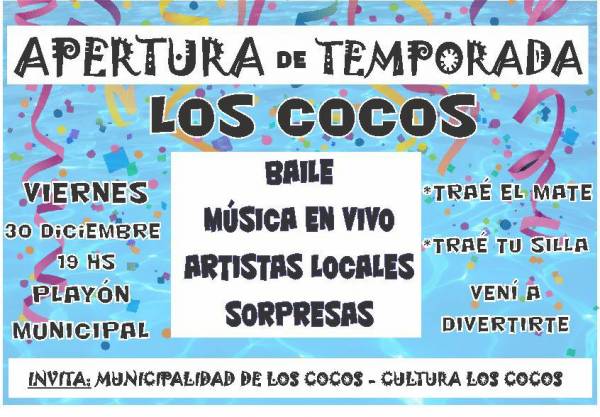 LOS COCOS INVITA A SU FIESTA DE APERTURA DE TEMPORADA