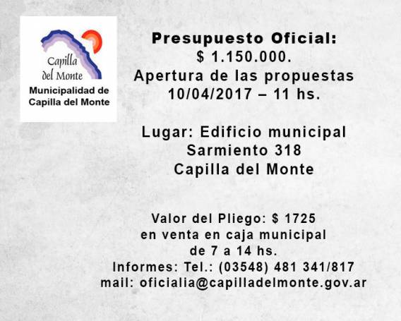 LA MUNICIPALIDAD DE CAPILLA LLAMA A LICITACION PUBLICA