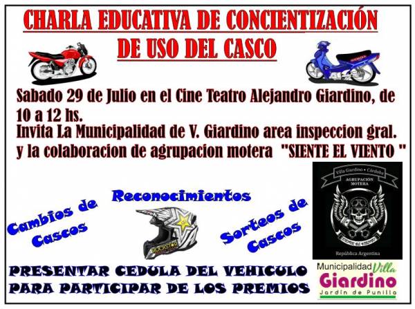 VILLA GIARDINO: CHARLA SOBRE EL USO DEL CASCO