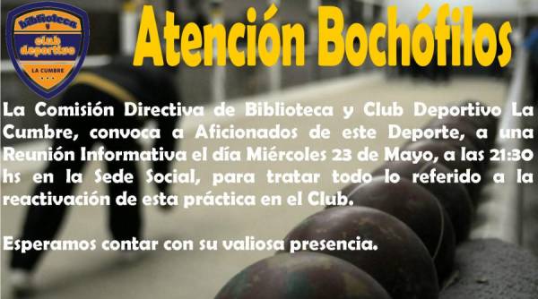 ¿VUELVEN LAS BOCHAS A LA CUMBRE?