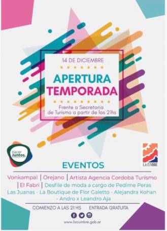 LA CUMBRE INVITA A SU FIESTA DE APERTURA DE TEMPORADA, VIERNES 14