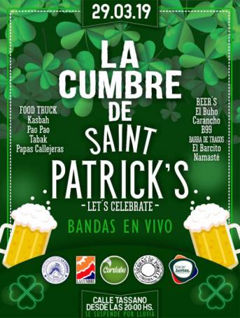 ESTE VIERNES 29 SE HACE LA FIESTA DE SAN PATRICKS EN LA CUMBRE