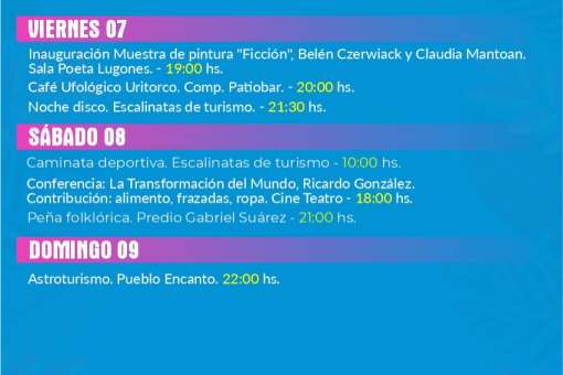 ACTIVIDADES EN CAPILLA PARA ESTE PRIMER FIN DE SEMANA DEL 2022