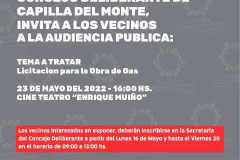 Vuelve la obra de gas natural a Capilla. El lunes 23 habrá audiencia pública