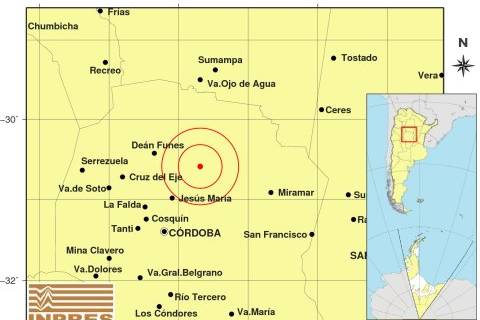 Temblor de 4.6 en la zona de Villa del Totoral