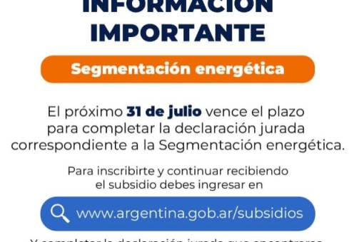 Segmentación Energética: el 31 de julio vence el plazo para inscribirse