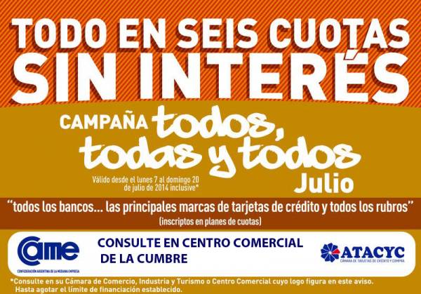 CAMPAÑA TODOS, TODAS Y TODOS TODO EN SEIS CUOTAS