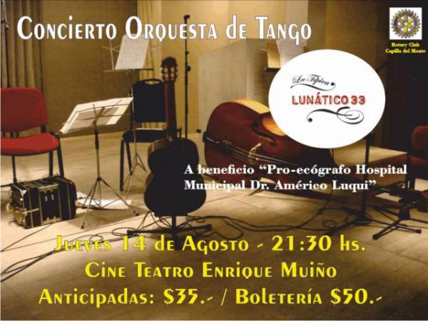 ACTUACION DE ORQUESTA DE TANGO A BENEFICIO EN CAPILLA DEL MONTE