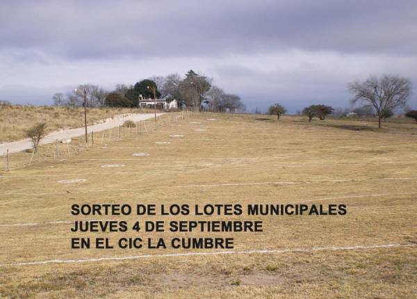 VENTA DE LOTES MUNICIPALES:HOY ES EL SORTEO