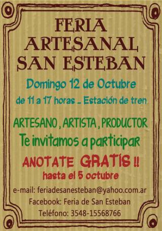 FERIA EN SAN ESTEBAN: DOMINGO 12 A PARTIR DE LAS 11 HS