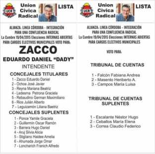 DADY ZACCO MUESTRA SU LISTA DE CANDIDATOS