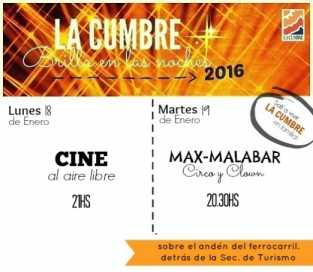 LA CUMBRE: EVENTOS PARA HOY MARTES 19