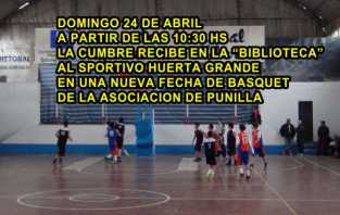 DOMINGO 24 HAY NUEVA FECHA DE BASQUET EN LA CUMBRE