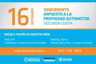 ATENCION: VENCE LA SEGUNDA CUOTA DEL AUTOMOTOR 2016