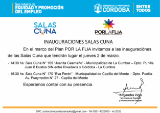 EN LA CUMBRE Y CAPILLA SE INAUGURAN ESTE JUEVES SALAS CUNA