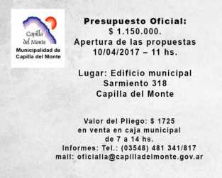 LA MUNICIPALIDAD DE CAPILLA LLAMA A LICITACION PUBLICA