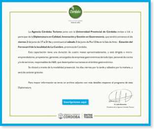 IMPORTANTE DIPLOMATURA EN GASTRONOMIA EN LA CUMBRE