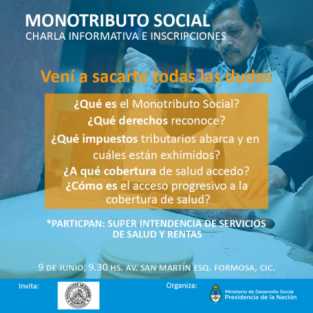 MONOTRIBUTO SOCIAL: CHARLA INFORMATIVA EN LA CUMBRE