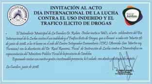 INVITACIÓN AL ACTO  DÍA INTERNACIONAL DE LA LUCHA CONTRA EL USO INDEBIDO Y EL TRAFICO ILÍCITO DE DROGAS