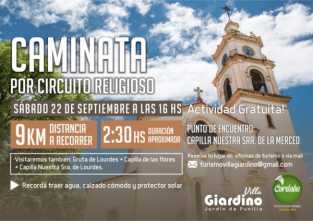 GIARDINO TE PROPONE UNA CAMINATA POR SU CIRCUITO RELIGIOSO.PARA EL 22/9