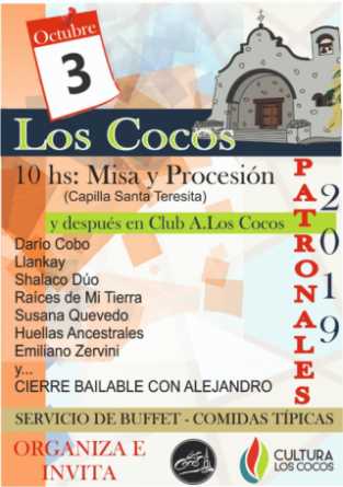 3 DE OCTUBRE, PATRONALES DE LOS COCOS