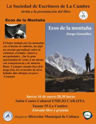 JORGE GONZALEZ PRESENTA SU NUEVO LIBRO ECOS DE LA MONTAÑA