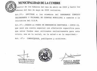 DECRETO DE PABLO ALICIO. REDUCCION DEL 30% SUELDO DE PLANTA POLITICA