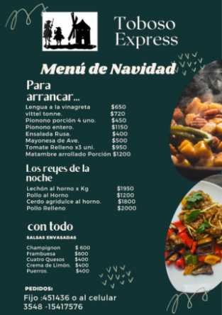 MENU DE NAVIDAD DE EL TOBOSO EXPRESS