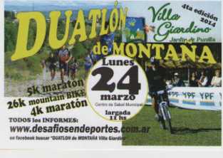 EL LUNES FERIADO SE CORRE EL DUATLON EN VILLA GIARDINO