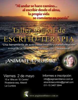 TALLER GRUPAL DE ESCRITO - TERAPIA EN LA CUMBRE EL 2 DE MAYO