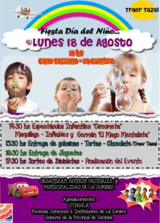 EN LA CUMBRE LA FIESTA DEL DIA DEL NIÑO SE REALIZA EL LUNES 18